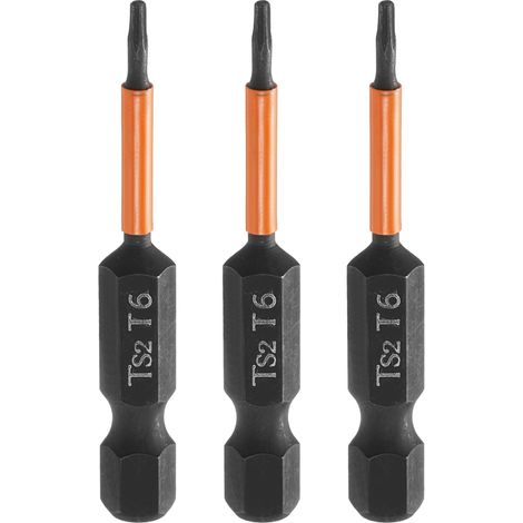 3Pcs Embout Tournevis Torx T6 Tige Hexagonale 1/4" Long 2" (50mm) (1/5)