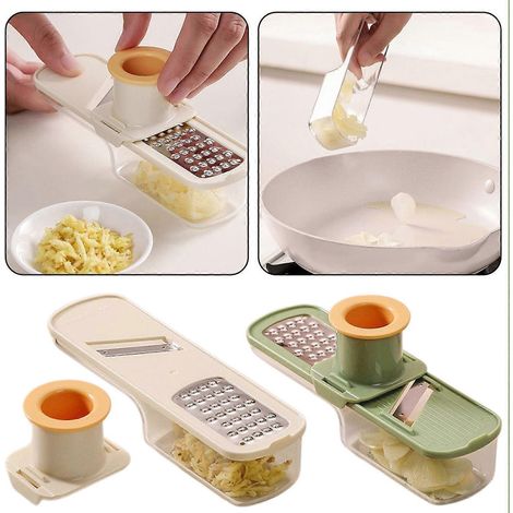 Râpe multifonctionnelle à gingembre et à ail en acier inoxydable, poignée antidérapante, ustensile de cuisine sûr et facile à nettoyer pour la cuisine quotidienne, beige (1/5)