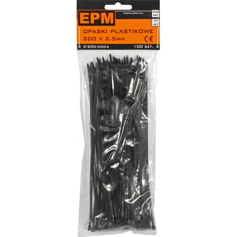 Fascette in plastica PA6.6, 100 pezzi, nere, 802.5 - E-600-0001