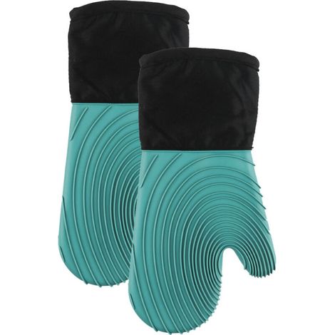 Bardusch - Gants de cuisine en silicone, maniques, maniques résistantes à la chaleur, gants de cuisine souples (1/4)