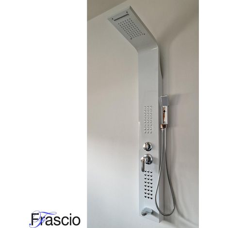 Colonne de douche hydromassante Fra9010 Blanche en acier inoxydable 18/10 Frascio