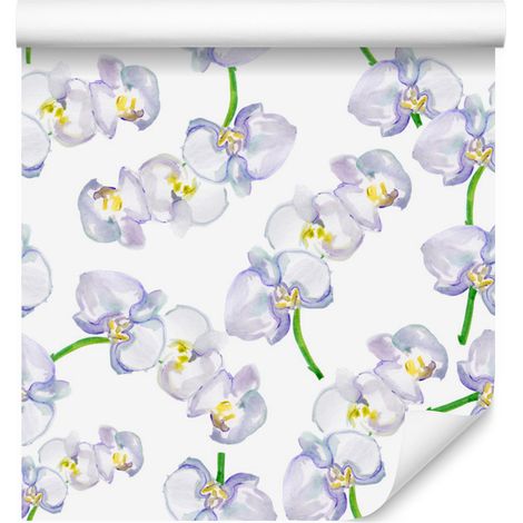 Papel pintado con motivos de orquídeas para salón y dormitorio, 50x1000 cm. (1/5)