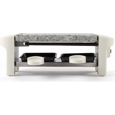 Appareil à raclette blanc 2 personnes + 2 caquelons - 350W - plateau amovible en granite (1/5)