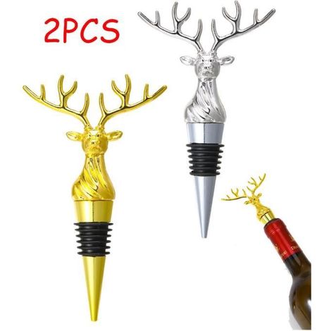 HONORNIC - Bouchon de bouteille,Bouchon de Bouteille de Vin en Alliage de zinc,Bouchon de Champagne à Tête de Cerf,pour Noël,Vodka,Whisky (1/4)