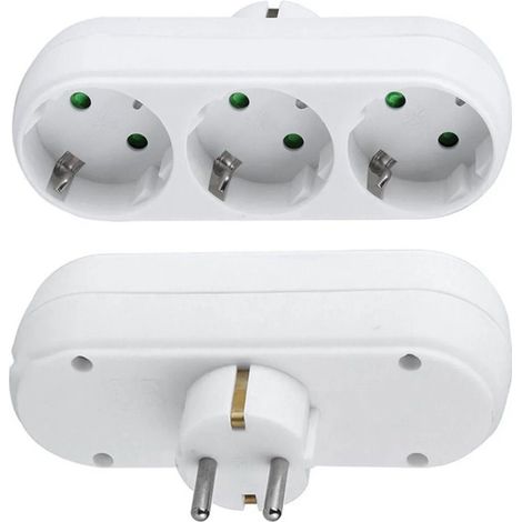 2X 3-Fach EU Steckdosenadapter,3-fach Rund Mehrfachstecker Mehrfachsteckdose Verteiler Steckdosen