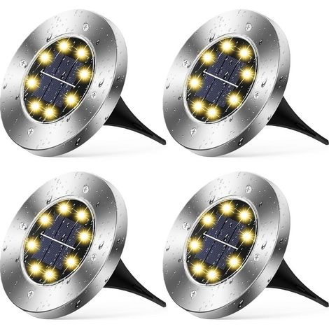Lot de 4 lampes solaires de jardin - Lumière chaude avec 8 LED, lampes de table extérieures décoratives (1/5)