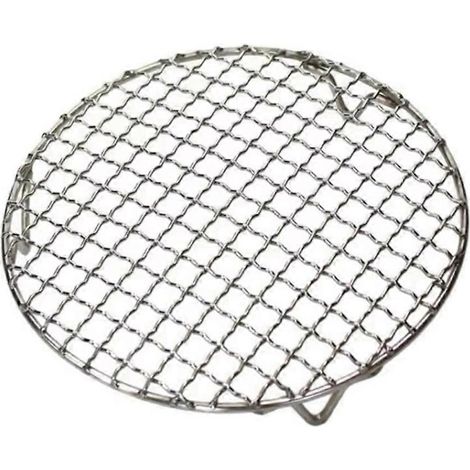 Grille de barbecue ronde en acier inoxydable de 22,5 cm avec support pour le camping et grille de refroidissement incluse. (1/5)