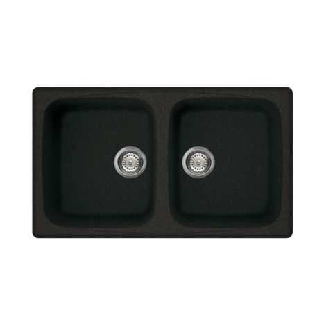 Lavello Elleci Incasso 2 vasche 86x50 Master 450 Granitek Nero Pietra LGM45054 (1/3)