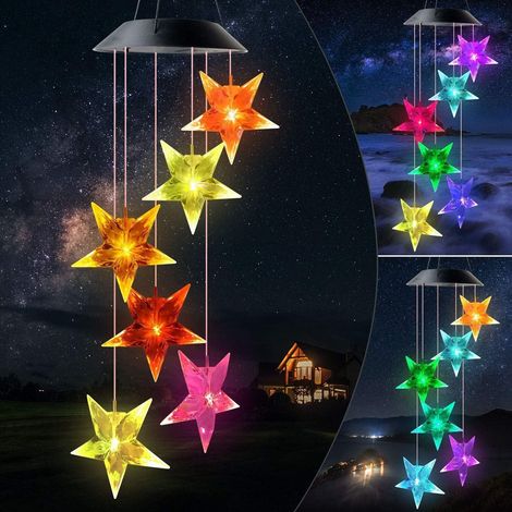 Chapeau solaire LED spirale changeant de couleur, décoration romantique pour terrasse et jardin, avec crochet, étoile lumineuse pour extérieur, guirlande suspendue sans fil. (1/5)