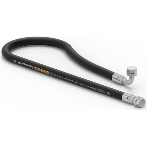 Flexible hydraulique lisse avec joint - 330 bar, filetage M18x1,5 droit/coudé à 90°, L 800 mm, DN10-2SN (AK-10-800 P11P12), 33 MPa, Waryński (1/2)