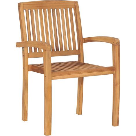 Maison Exclusive - Stapelbare Gartenstühle 4 Stk. Massivholz Teak (1/5)