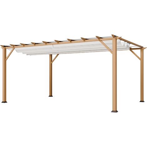 Paragon Outdoor Aluminium Pergola Florenz 1116 Holzoptik hellbraun/weiß 350x505x236 cm