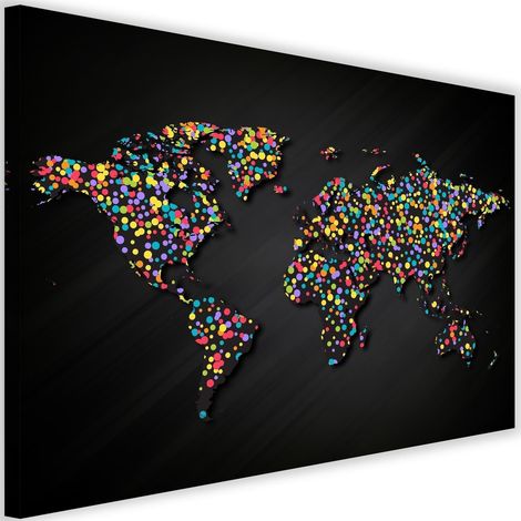Tableau sur toile Carte du monde colorée vintage 60x40 (1/5)