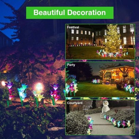 Lampes Solaires Extérieures de Jardin 8 Fleur de Lys Multicolore Changement LED Lampes Solaires sur Piquet Jardin Patio Jardin (Bleu et Violet) - RWEclairage et éclairage ›Eclairage extérieur (1/5)