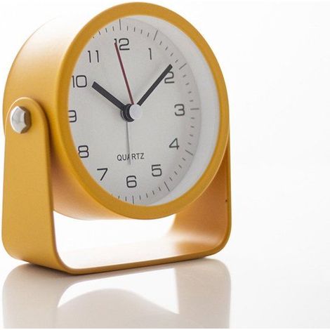 Petit réveil analogique - réveil - Horloge de bureau à piles - Réveil orange - Réveil métal orange - Boîtier métal (1/5)