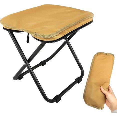Tabouret de Camping 28.5CM, Chaise Portable Pliable avec Sac de Rangement Tabouret de Pied Outdoor, Mini Tabouret Pliable Siège Léger Tabouret Pliable pour Pêche Barbecue Plage