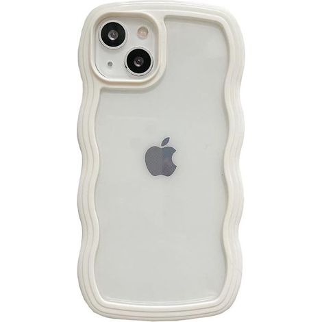 Weiße iPhone 13 Hülle, ästhetisches Wellen-Design, transparente Schutzhülle, weiches, stoßfestes Silikon, dekorative Hülle für Damen (1/5)