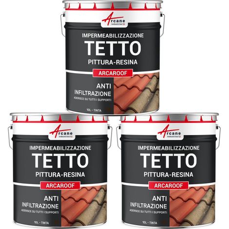 Guaina liquida per tetti, Guaina impermeabilizzante tetto ARCAROOF - 3 x 10 L Marrone - ARCANE INDUSTRIES