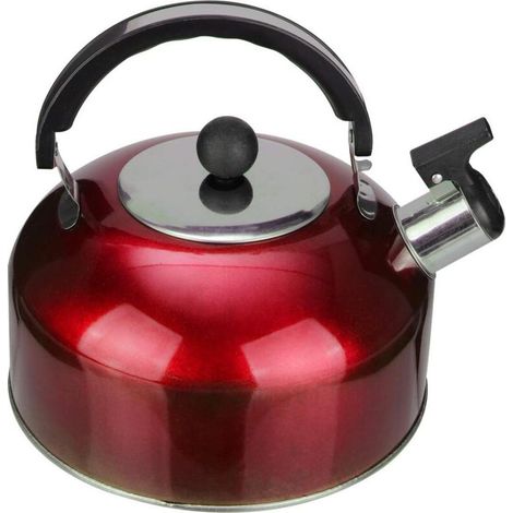 Bouilloire de 4 litres, compatible avec les cuisinières à gaz et les plaques à induction diamètre : 23 cm, hauteur : 22 cm, couleur rouge (1/5)