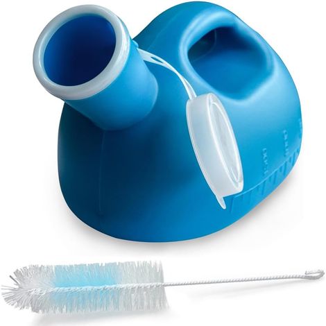 Urinoir Homme 2000ml avec Brosse de Nettoyage, Urinoir Portable Grand Capacité Bouteille d'Urine avec Bouchon à Pression, Adapté aux Personnes Âgées, Chauffeurs, Camping, Voyage (1/5)
