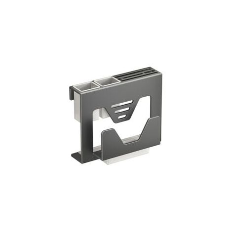 Soporte para cuchillos de acero inoxidable 304 con estante para palillos – Organizador de pared/escritorio sin necesidad de taladrar para cubiertos, tablas de cortar y tapas (gris plomo), CREA-Crezuo