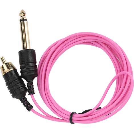 Câble RCA de 1,8m pour Machine à Tatouer, Cordon Ultra Fin Flexible et Résistant à l'Usure, Rose, Clip Tattoo (1/5)
