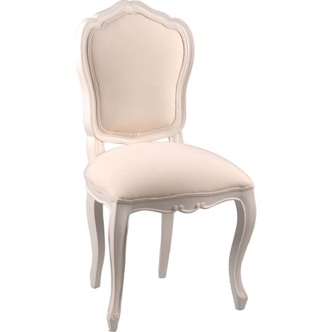 Lot de 2 chaises en tissu et bois blanc - CHEVERNY