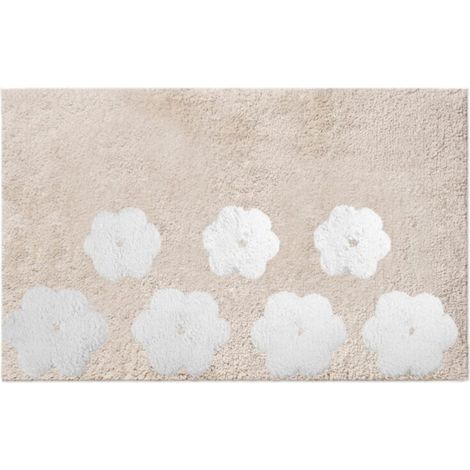 Badezimmerteppich Fiori beige rutschfest 50x80