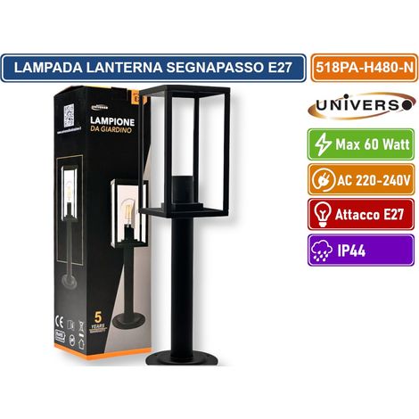 UNIVERSO 518PA-H480-N LAMPIONCINO PORTALAMPADA DA GIARDINO PER LAMPADINE E27 MAX 60 WATT CON FISSAGGIO A TERRA IP44 (1/5)