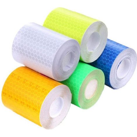 Bande réfléchissante autocollante - - 5x300 cm - Jaune clair - Motif hexagonal - Étanche - Forte réflectivité (1/4)
