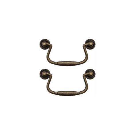 Antikmessing – Set mit 2 klappbaren Schubladengriffen aus Eisen für Schranktüren, Kommoden, Küchen, Buffets usw. 8148 mm – Crezuo (1/4)
