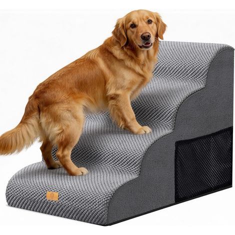 Hundetreppe mit 4 Stufen, hochdichtem Schaumstoff, waschbarem Bezug, rutschfest, für Wohnzimmer oder Schlafzimmer (1/5)