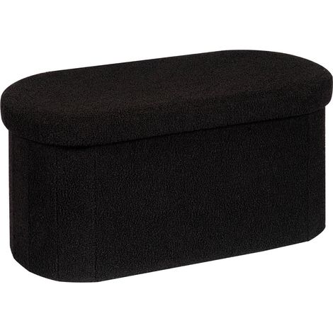 Banc de 76 cm avec Espace de Rangement, Pliable, Boîte de Rangement,Repose-Pieds Elliptique, 76 X 38 X 38 cm, Noir (1/5)