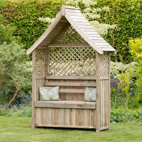 Zest Norfolk Arbour Wooden Garden Seat & Storage Box Trellis Sides (1/5)