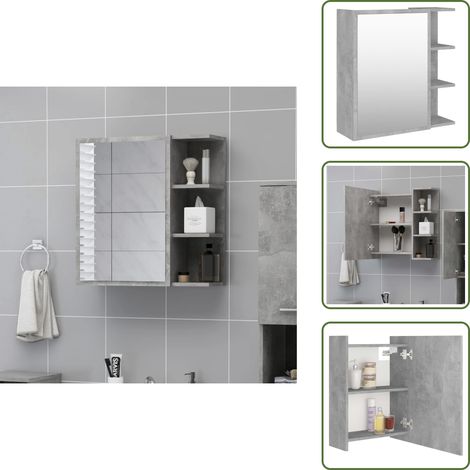Bad-Spiegelschrank Betongrau 62,5x20,5x64 cm Holzwerkstoff - Badezimmermöbel - Spiegelschrank - Holzwerkstoff Möbel - Aufbewahrungsschrank - Kosmetikspiegel