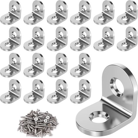 Lot de 20 connecteurs d'angle en métal à 90° - 20 x 20 mm (1/5)