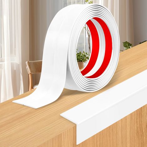 Cornière PVC Autocollante Moulure Murale Protection Bordure Carrelage Plafond - Blanc Brillant 2cm x 6m