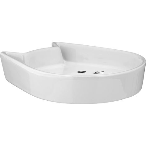 Nobby Ciotola in Ceramica per Gatti Kitty Face, Bianco, 13 x 16 x 3 cm, 1 Pezzo (1/2)