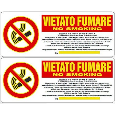 Adesivo Fluorescente Vietato Fumare.
