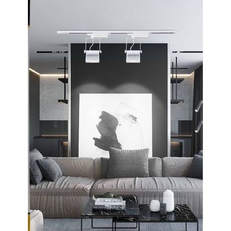 TrAdE Shop Traesio - Faro Proiettore Orientabile 30w Luce 6500k 4000k Faretto Led Cob Binario F30w-6a - -Bianco Freddo -