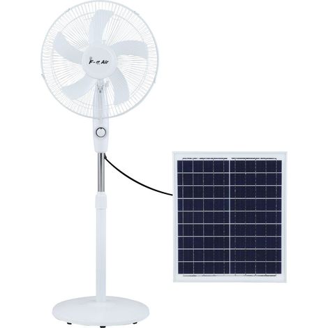 Ventilador de Pie Solar Motor AC 15W con Cargador Eléctrico 2A, 3 Velocidades y Oscilante