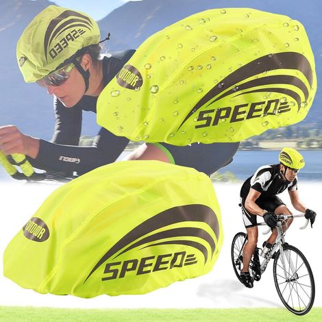 2x Fahrradhelm Regenschutz Reflektierend Wasserdicht Fluoreszenz Grün (1/5)