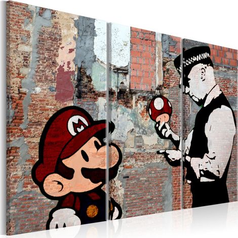 Tableau Imprimé "Banksy - Warning" 60 x 90 cm (1/2)