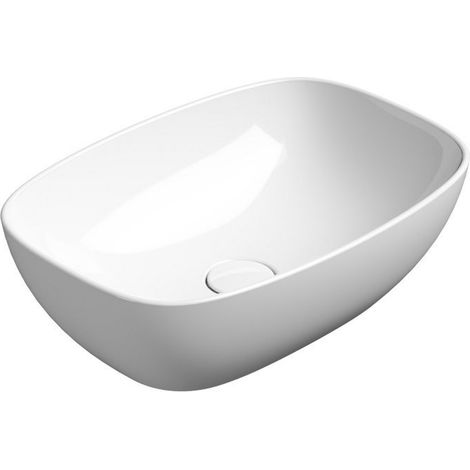 Lavabo en céramique NUBES sur plan 50x35cm, blanc ExtraGlaze (1/4)