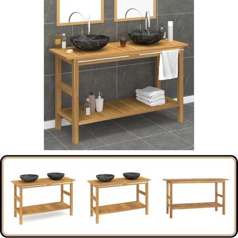 Waschtisch mit Schwarzen Marmorbecken Massivholz Teak - Badezimmermöbel - Waschtisch - Marmorwaschbecken - Holzmöbel - Teakholzmöbel