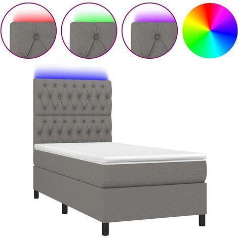 Maison Exclusive - Cama box spring colchón y luces LED tela gris (1/5)