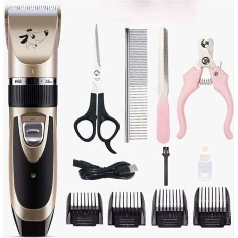 Oneisall Tondeuse pour chien silencieuse Tondeuse professionnelle pour chien chat Tondeuse à cheveux électrique pour chien Tondeuse à cheveux sans fil (Rose) (1/4)