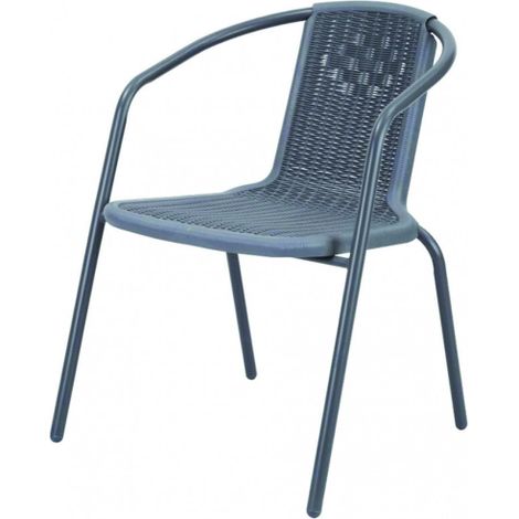Fauteuil chaise Vette en rotin gris avec structure en acier cm.55x53x72h pour bar jardin terrasse