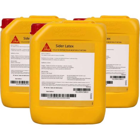 Set aus 3 Klebstoffen zur Wiederaufnahme von Mörtel und Beton - SIKA SiderLatex - Milchig-weiß - 5L