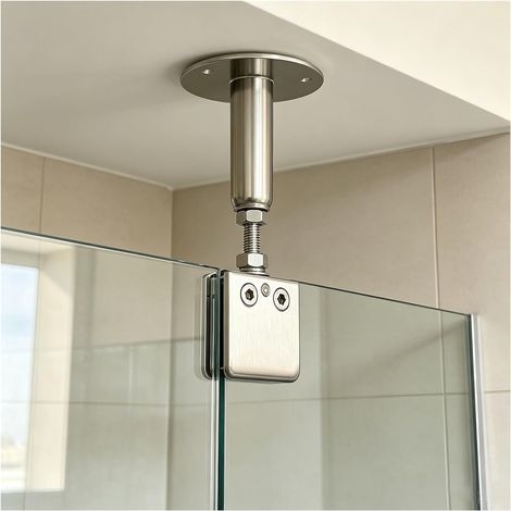 Barre de support porte douche rétractable en verre, tige retenue (1/5)